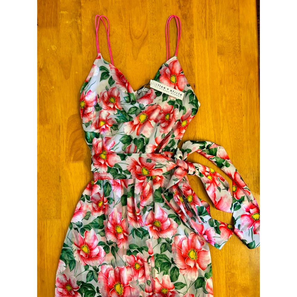.NWT ALICE + OLIVIA Samantha Floral Silk Blend Midi Dress SZ 14 - Picture 8 of 16